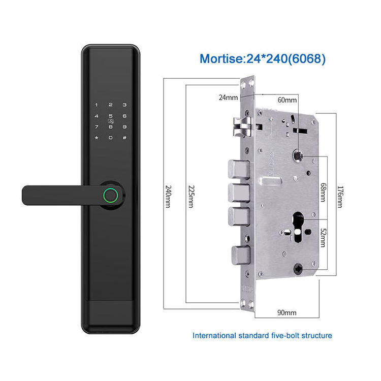 Factory direct sales 6068 Mortise Ble Tuya Smart Door Lock Biometric Fingerprint Keypad Passcode Keyless TTlock Door Lock