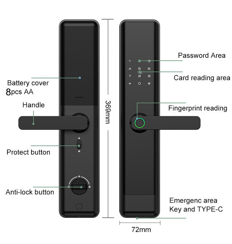 Factory direct sales 6068 Mortise Ble Tuya Smart Door Lock Biometric Fingerprint Keypad Passcode Keyless TTlock Door Lock