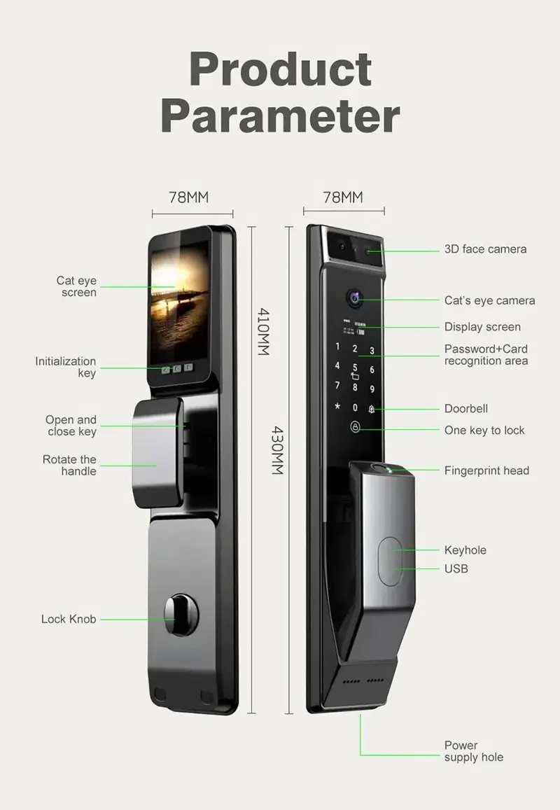 Face Automatic Smart Lock With Camera Viewing Tuya Wifi App Fingerprint Cerradura Inteligente Digital Door Lock