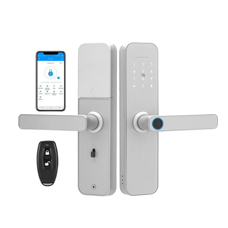 Biometric keyless wooden price mortise electronic security hotel tuya digital fingerprint smart gate handle apartment door lock