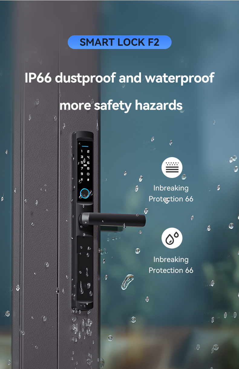 Waterproof Keyless TTlock Electronic Intelligent Door Handle Lock Smart Fingerprint Sliding Electric Door Lock