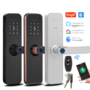 Biometric keyless wooden price mortise electronic security hotel tuya digital fingerprint smart gate handle apartment door lock