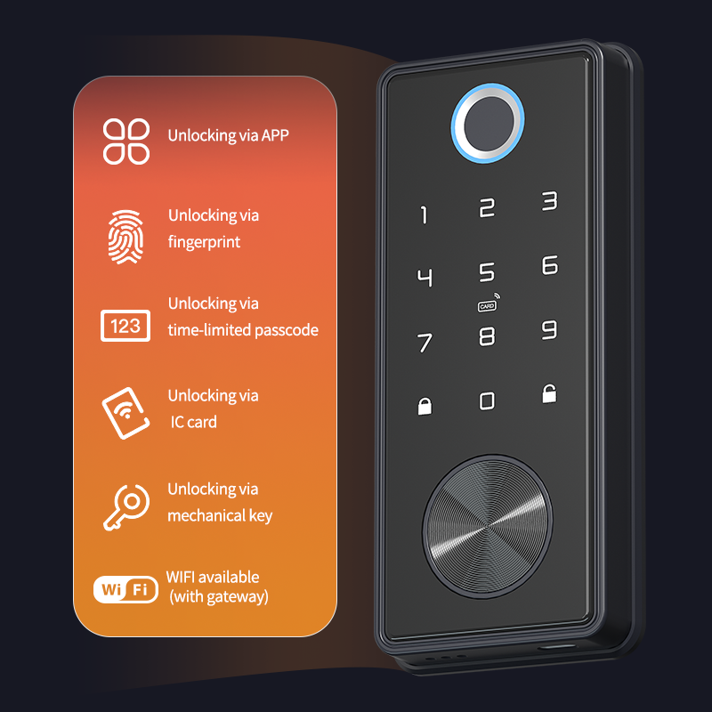 Senleean Tuya Blue tooth Smart Deadbolt Door Lock With Fingerprint Password Card Key APP Remote Control Unlock For Home