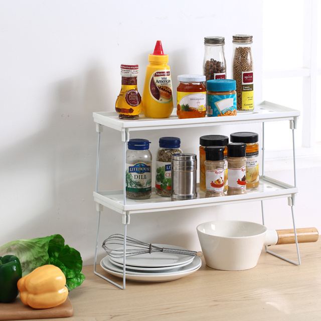 Newest Style Plastic Folding Storage Rack Desktop Shelf For Kitchen For Bathroom