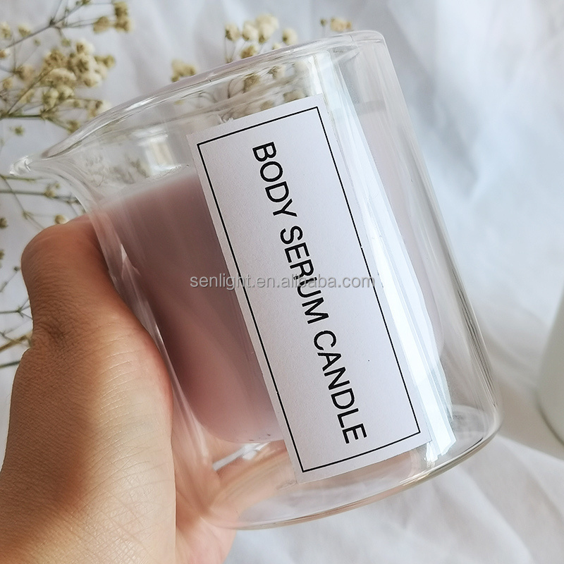 4 oz 7oz double wall glass heat resistant body serum message candle jar custom glass candle jars