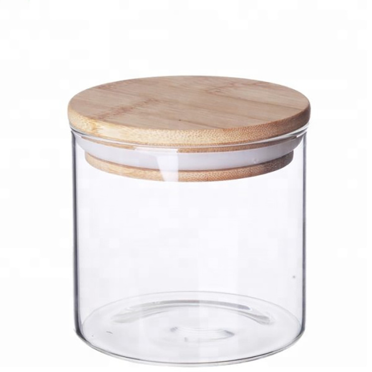 Chinese factory heat resistant glass jar for Scented Candle clear candle holders with bamboo cork lid