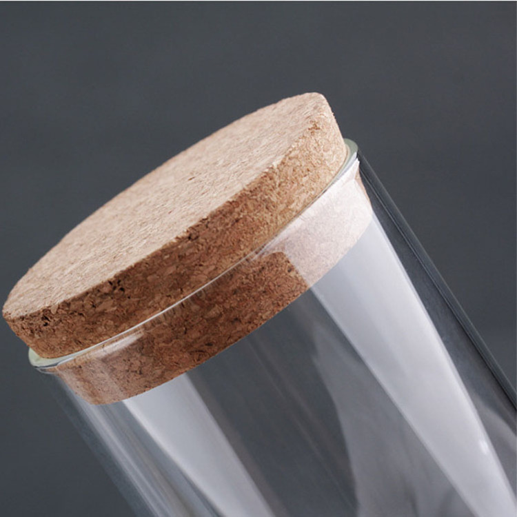 Chinese factory heat resistant glass jar for Scented Candle clear candle holders with bamboo cork lid