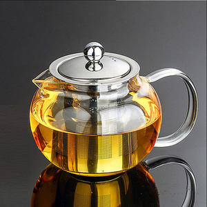 High-grade tea sets Glass Kung Fu Tea Pot with Stainless steel Strainer Lid