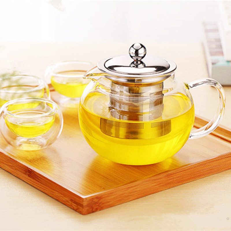 High-grade tea sets Glass Kung Fu Tea Pot with Stainless steel Strainer Lid