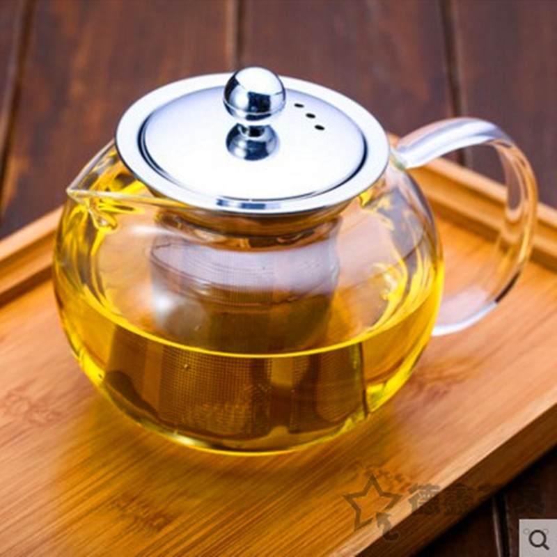 High-grade tea sets Glass Kung Fu Tea Pot with Stainless steel Strainer Lid