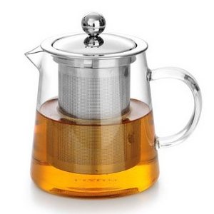 handmade stainless steel infuser green tea flower tea pot high borosilicate glass round teapot with handle