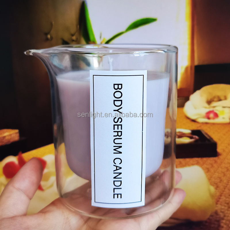 4 oz 7oz double wall glass heat resistant body serum message candle jar custom glass candle jars