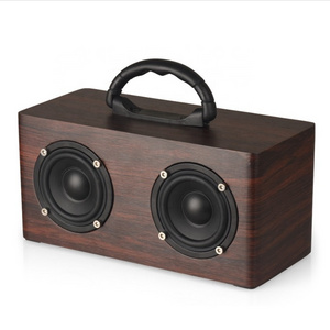 Christmas gifts W9 Super Bass Vintage Portable Retro Vintage Wooden Hifi Woffer Wireless Subwoofer Speaker Boom Box with handle