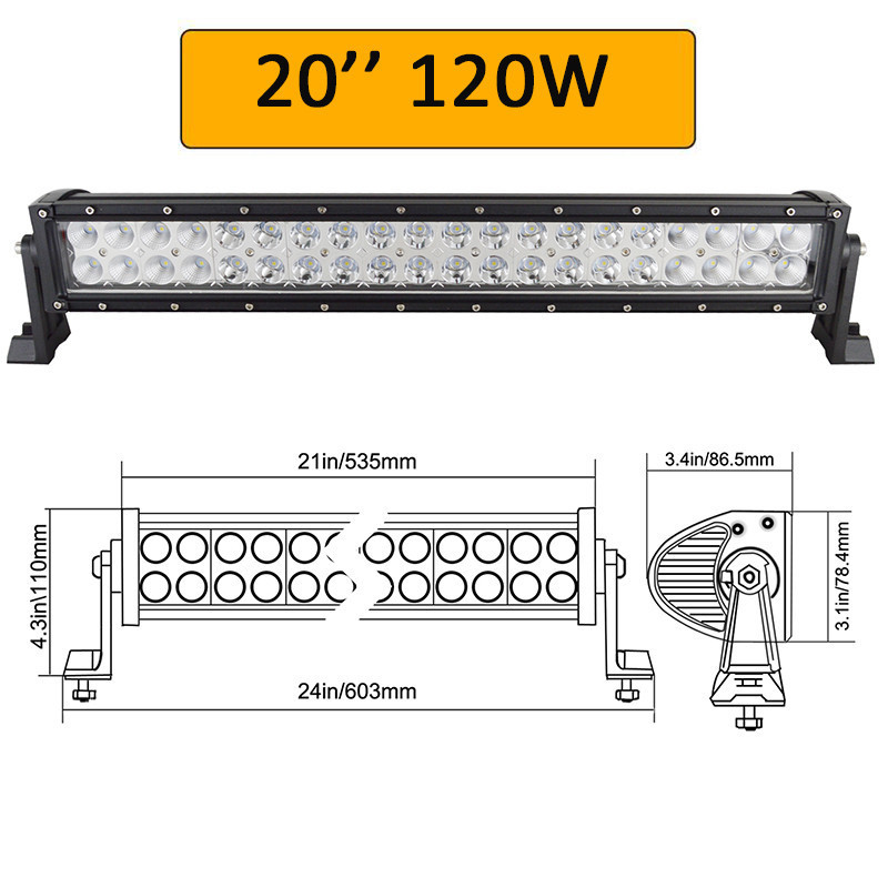 2019 2 Rows LED Light Bar Waterproof Offroad Led Working Light Bar 18W 36W 72W 108W 126W 180W 234W 288W  LED Light Bar