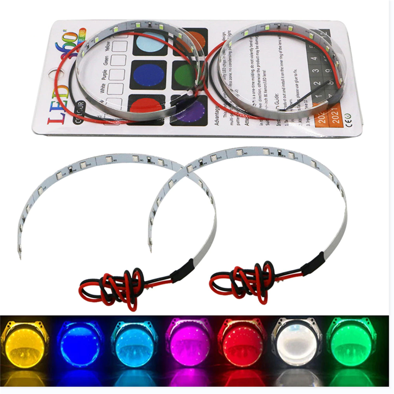 Car LED Devil Eye Daytime Running Lights RGB APP Control Demon Eyes 2.5 inch Headlights Mini Projector Lenscar Car Accessories