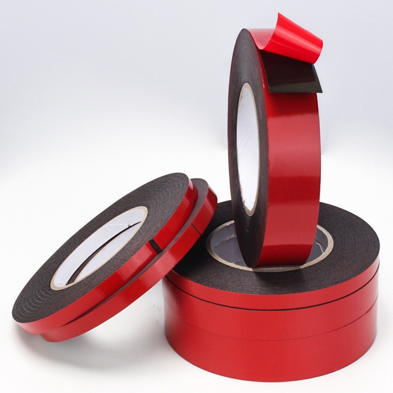 Custom Automotive Foam Tape Waterproof Sealant Hook Glue Red Film Black PE Foam Double Sided Tape