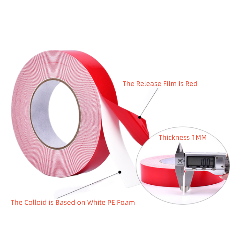 Wholesale 1mm Thick Automotive PE Foam Double-sided Tape High Temperature Resistant High Viscosity PE Foam Tape