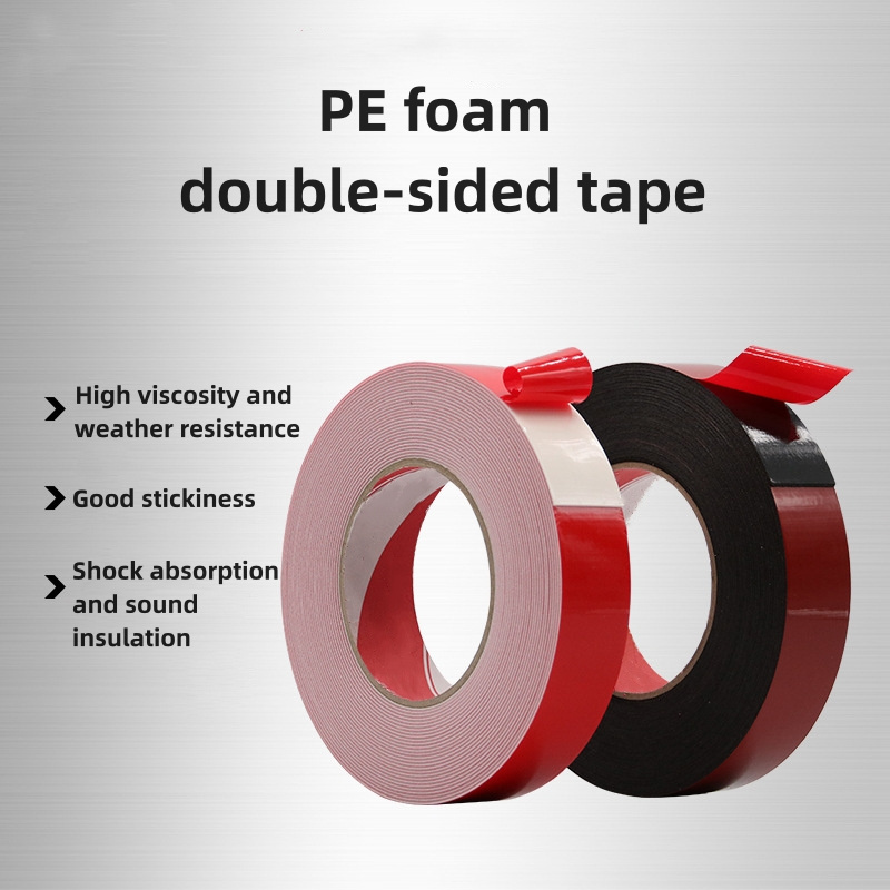 Custom Automotive Foam Tape Waterproof Sealant Hook Glue Red Film Black PE Foam Double Sided Tape