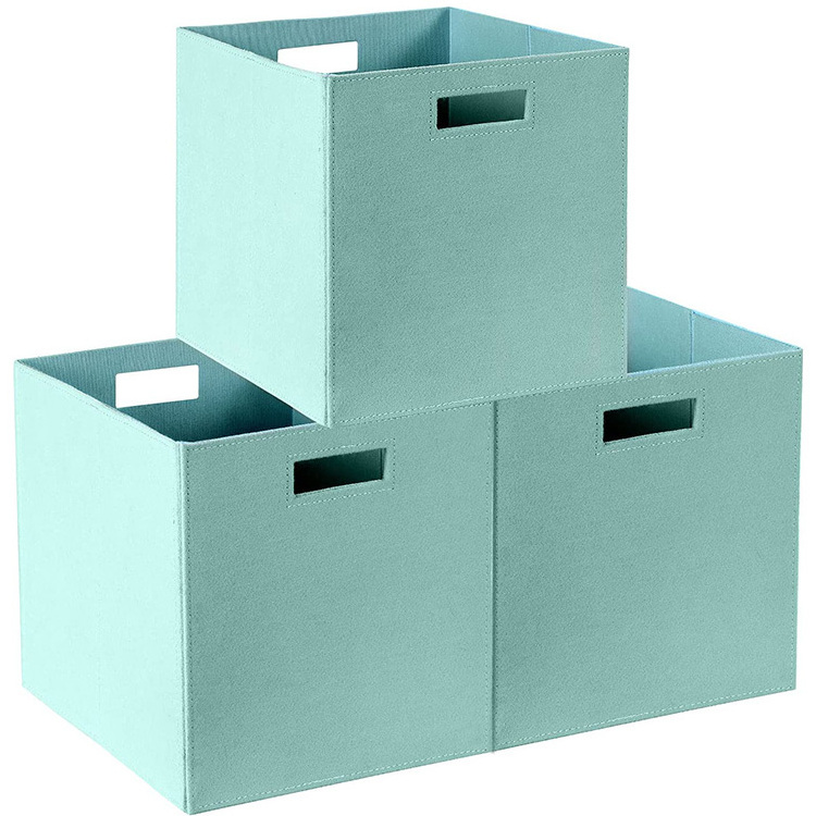 Foldable Foldable Cube Storage boxes for closet shelves Collapsible felt fabric Storage Bins with Dual Handles