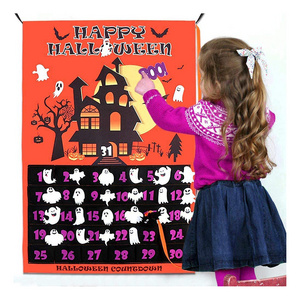 2021 Linen Halloween Countdown Calendar Halloween Advent Calendar Home Decor Advent Calendar with 30pcs Bat