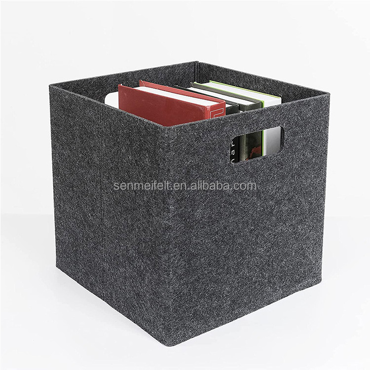 Foldable Foldable Cube Storage boxes for closet shelves Collapsible felt fabric Storage Bins with Dual Handles