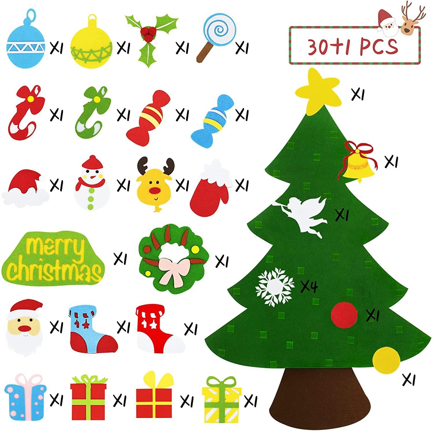 DIY Craft Kit for Window Wall Christmas Stocking Filler Gifts Christmas Tree Decorations Felt Christmas Tree for Toddlers