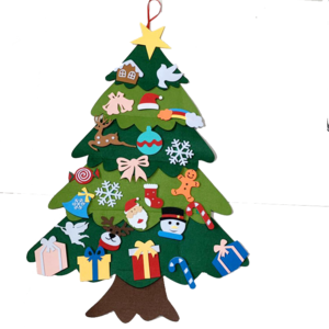 2023 Christmas Decoration kid xmas gift felt Christmas tree with 25 pcs ornaments DIY wall hanging felt xmas tree