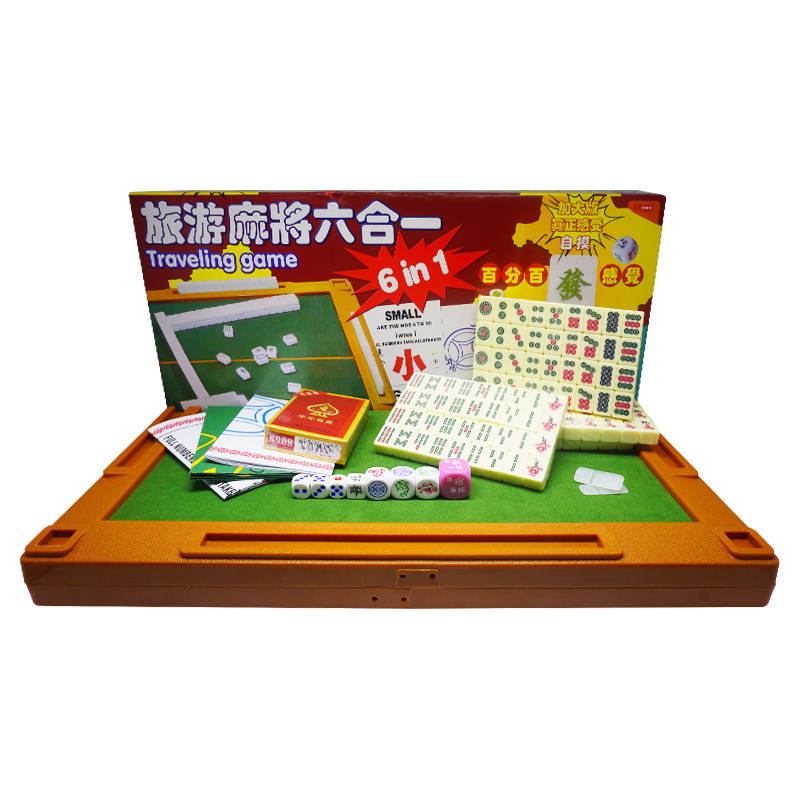 READY STOCK 4 Players Chinese Travel Kit Mini Mahjong Set 6 IN 1 Come With Table Portable Mahjong Set 144tiles