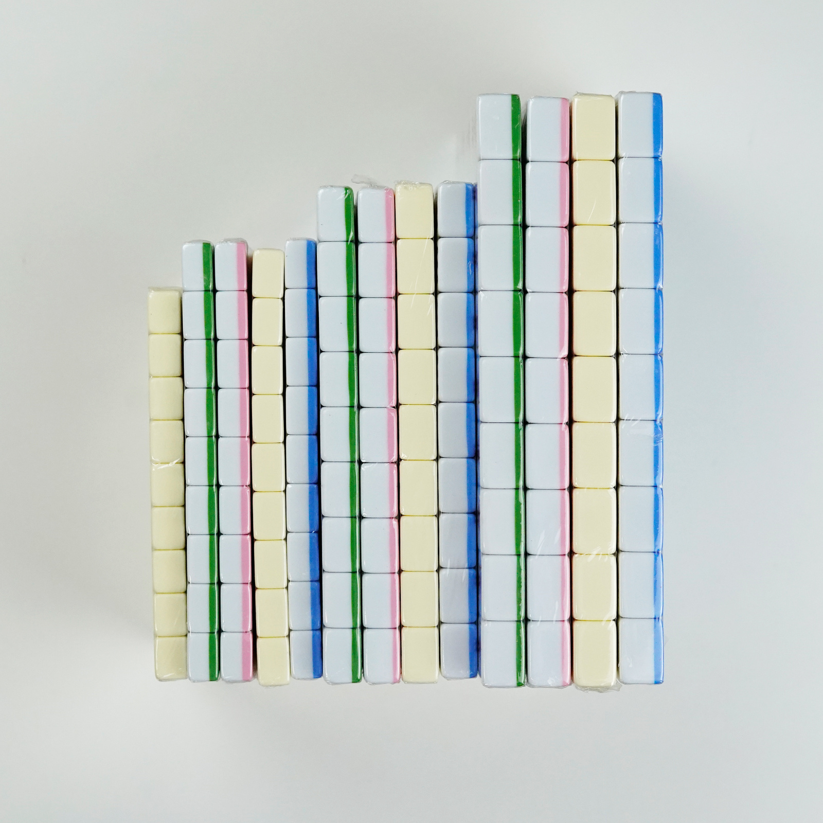 CN mahjong set 144tiles 22mm 24mm 26mm 30mm opaque Mahjong Tile ivory/blue/pink/green In stock FOR Multiplayer Party table games