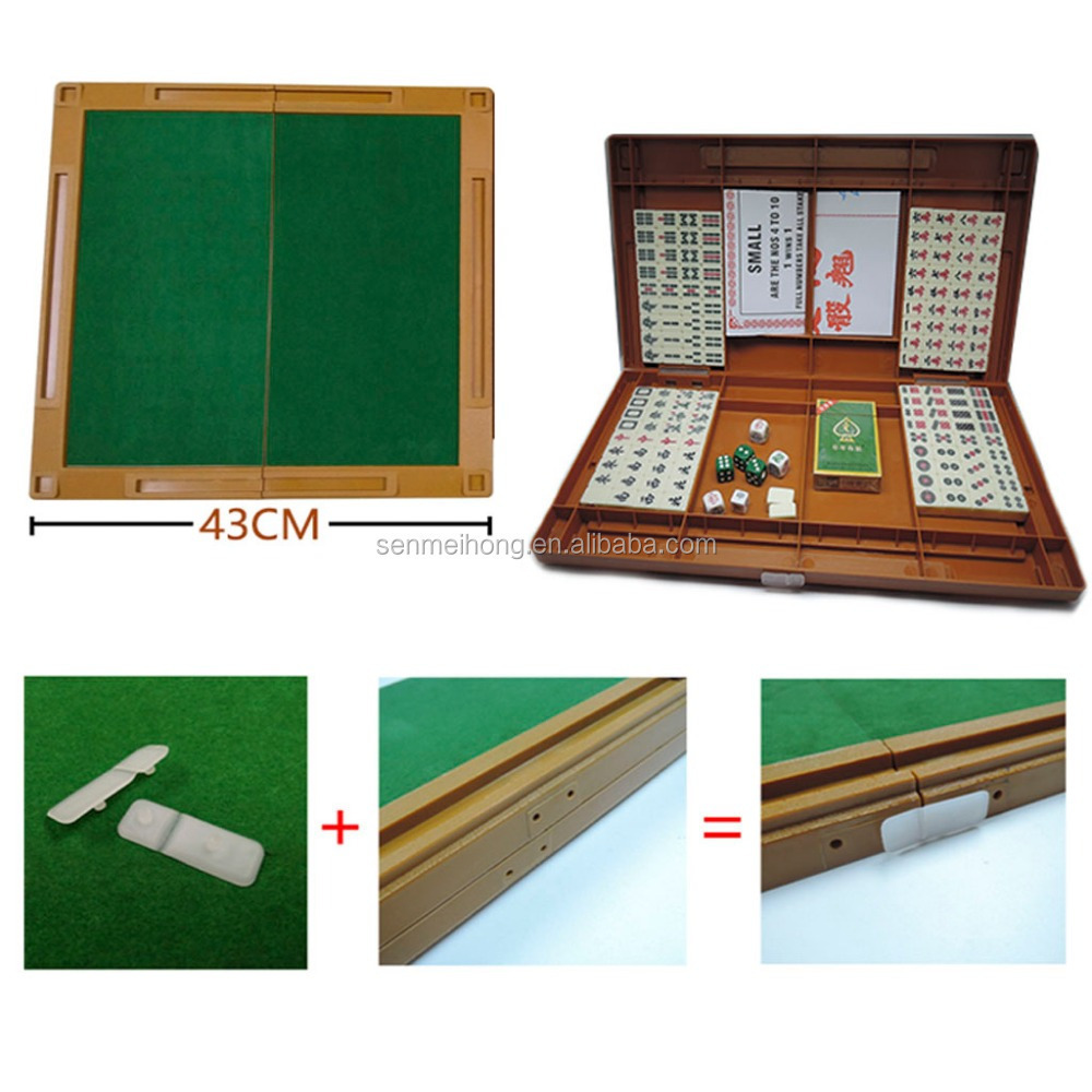 2.3CM Portable Ivory Color Mini 4 In 1 Traveling Mahjong Set with Folding Table