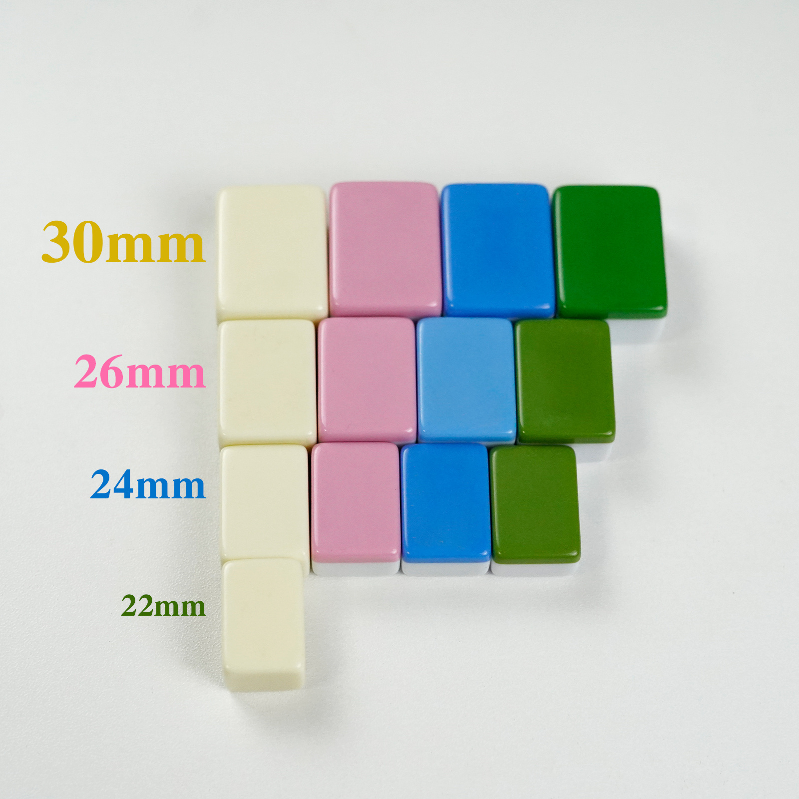 CN mahjong set 144tiles 22mm 24mm 26mm 30mm opaque Mahjong Tile ivory/blue/pink/green In stock FOR Multiplayer Party table games