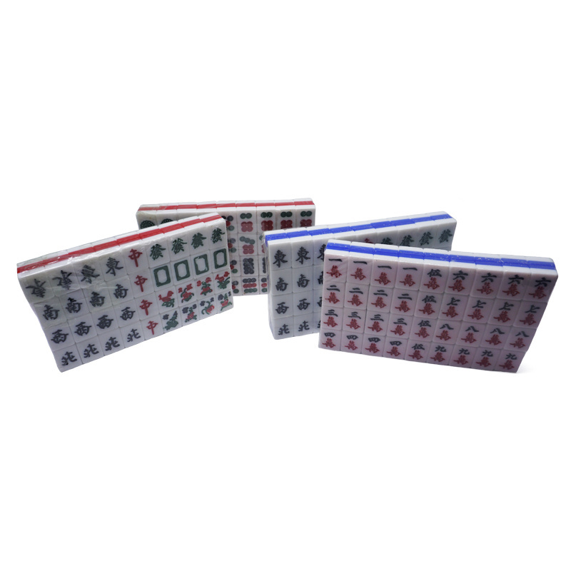 Acrylic Japan Mini Carving Mahjong Red Blue Travel Portable Pack Japanese plastic mahjong tile for fun