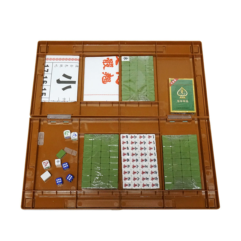 wholesale 4 in 1 Mah Jongg Set 144 Tile Mini Mahjong with Foldable Table Majiang Travel Set Travel Family Leisure Time