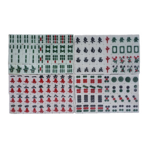 Acrylic Japan Mini Carving Mahjong Red Blue Travel Portable Pack Japanese plastic mahjong tile for fun