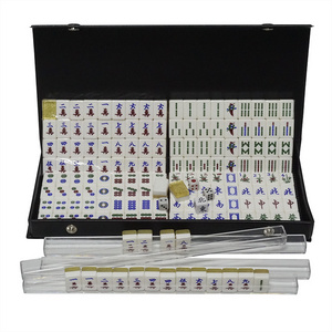 Mah Jongg Set 146 Tiles Acrylic crystal Mahjong with black Case Travel Family Leisure Time Traditional Chinese Version Game