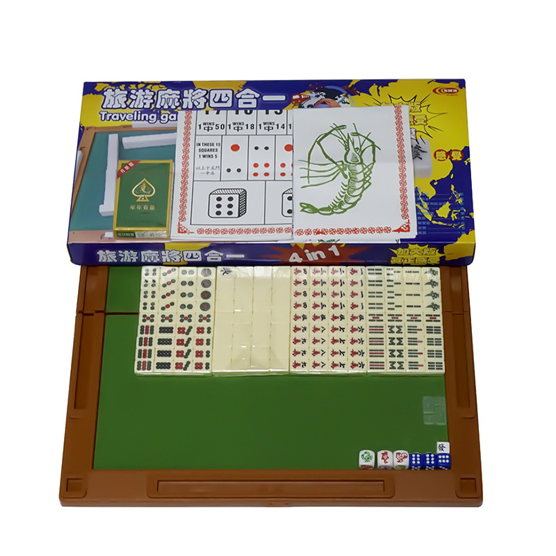 Hot Product Newest Chinese Traditional Mahjong Games with Folding Table  Mini 144 Mahjong Tile Set Game Set