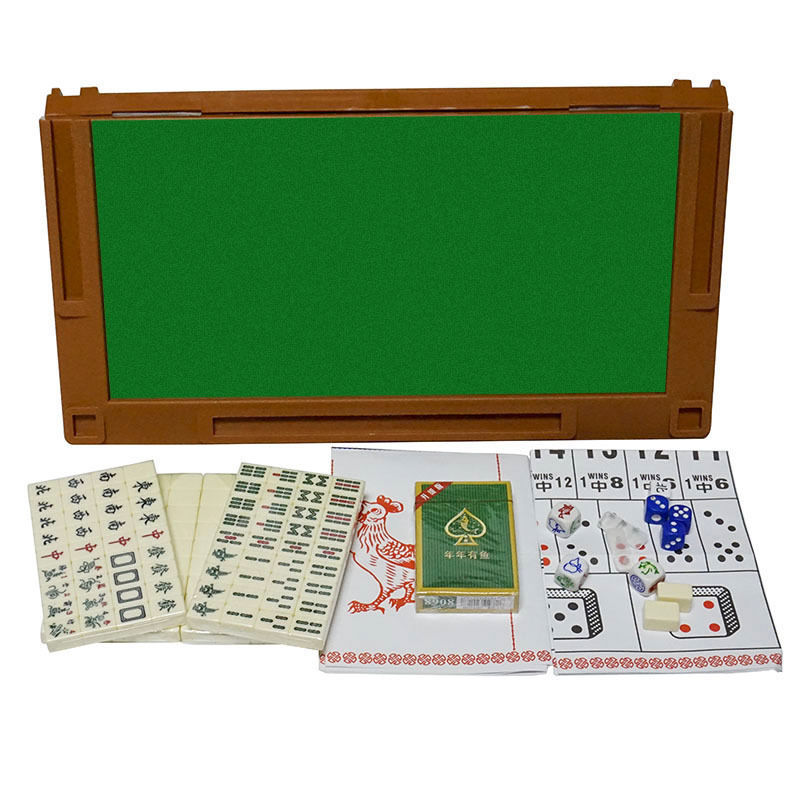 wholesale 4 in 1 Mah Jongg Set 144 Tile Mini Mahjong with Foldable Table Majiang Travel Set Travel Family Leisure Time