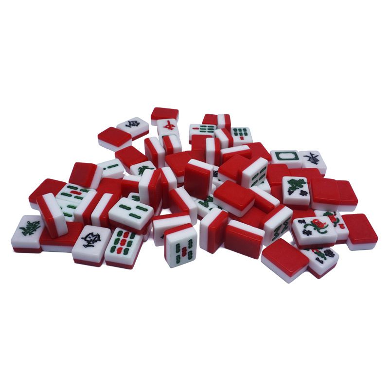 Acrylic Japan Mini Carving Mahjong Red Blue Travel Portable Pack Japanese plastic mahjong tile for fun