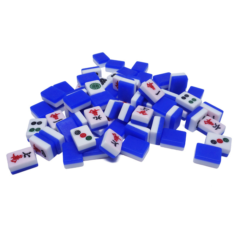 Acrylic Japan Mini Carving Mahjong Red Blue Travel Portable Pack Japanese plastic mahjong tile for fun