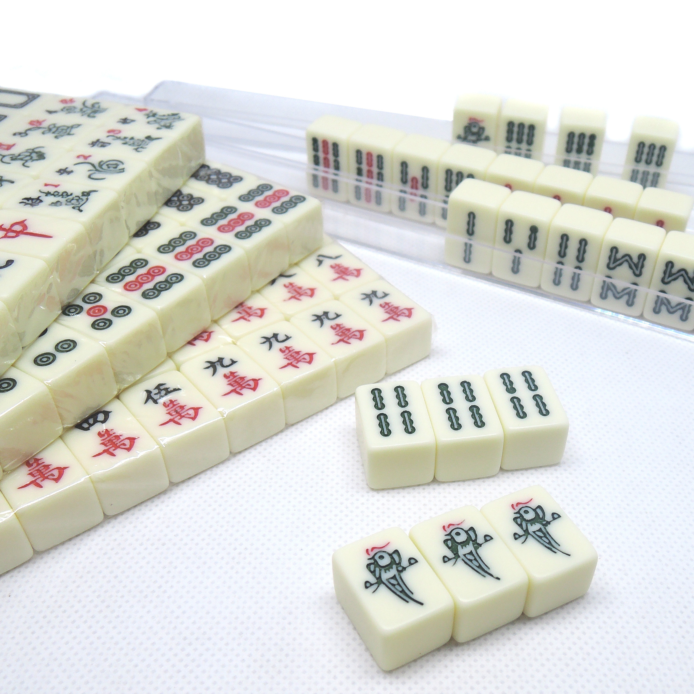 Wholesale white ivory Jade color 2.0cm Chinese Mahjong Custom High Quality Mini Acrylic Mahjong Set