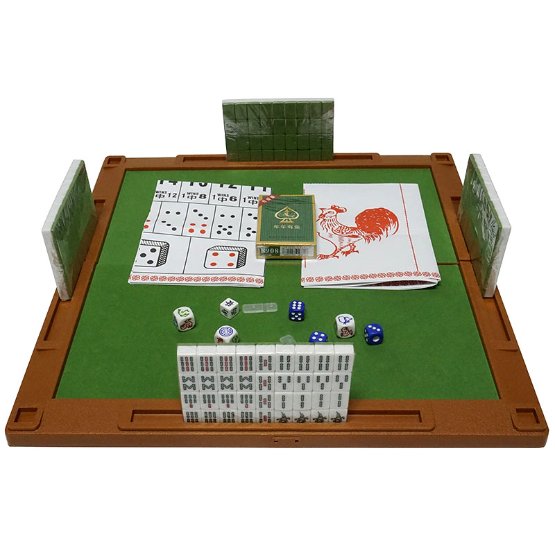 Hot sale 2 cm mini Chinese Mahjong plus 4 game in 1 box set with mah-jongg folding table set for Leisure and Entertainment