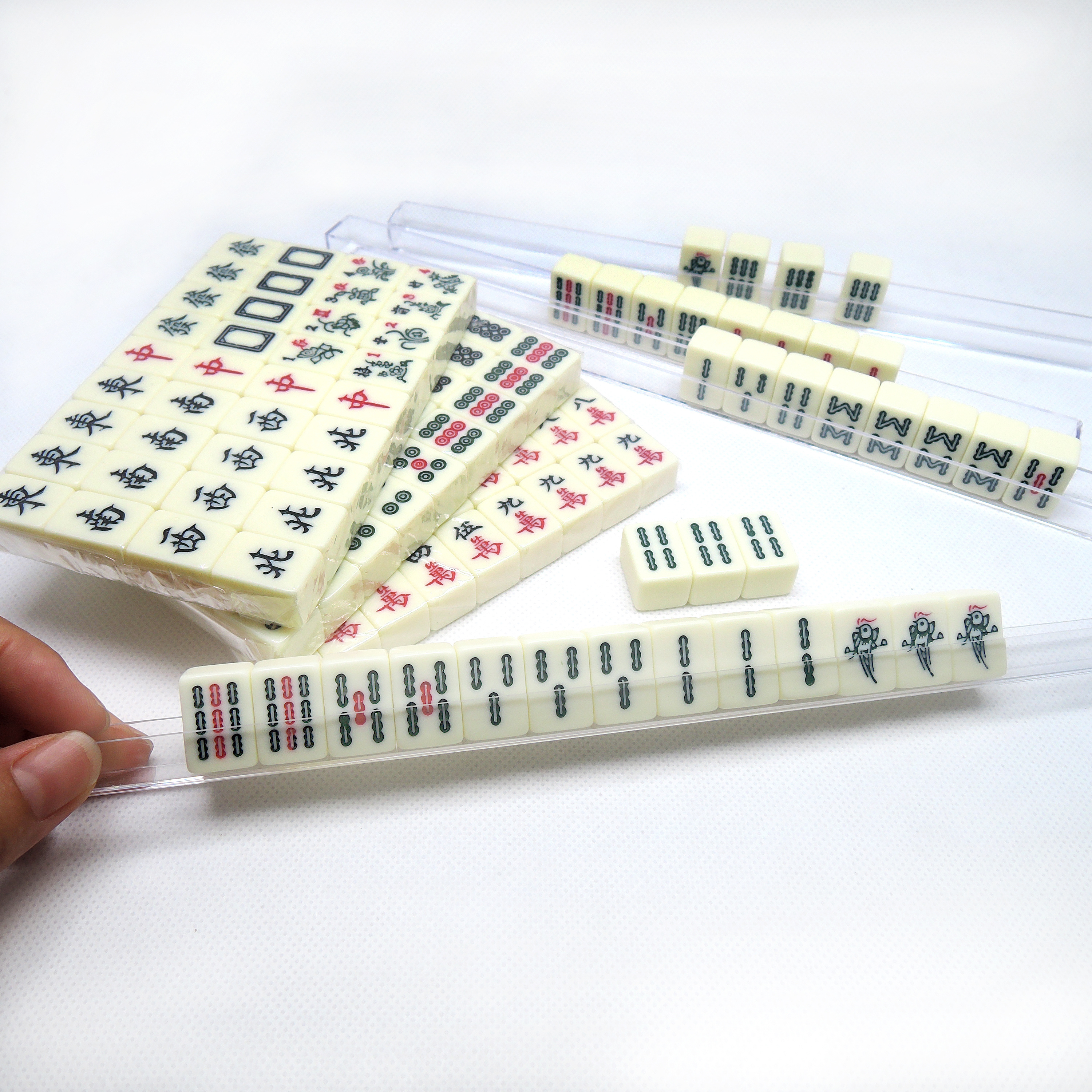 Melamine 20 mm Chinese Mahjong ivory color  Manufacture Custom High Quality Travel Acrylic Mahjong Set