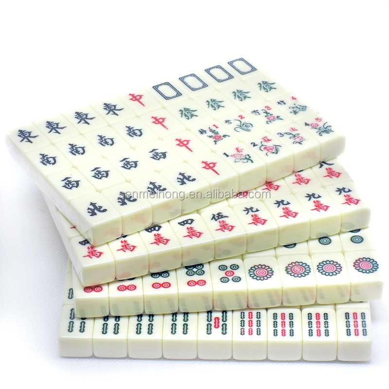 Ivory 2.0CM Mini 144 Mahjong Tiles Set Chinese Traditional Mahjong Set