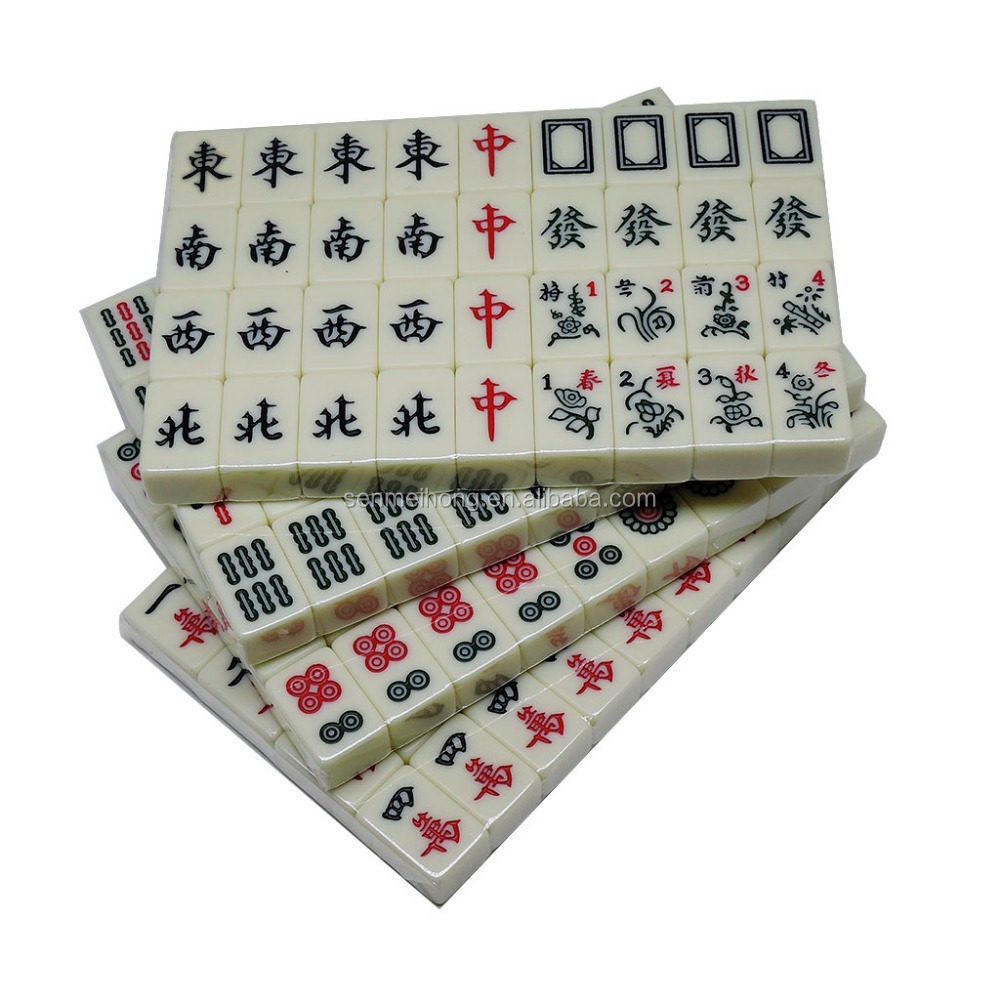 2.3CM Portable Ivory Color Mini 4 In 1 Traveling Mahjong Set with Folding Table