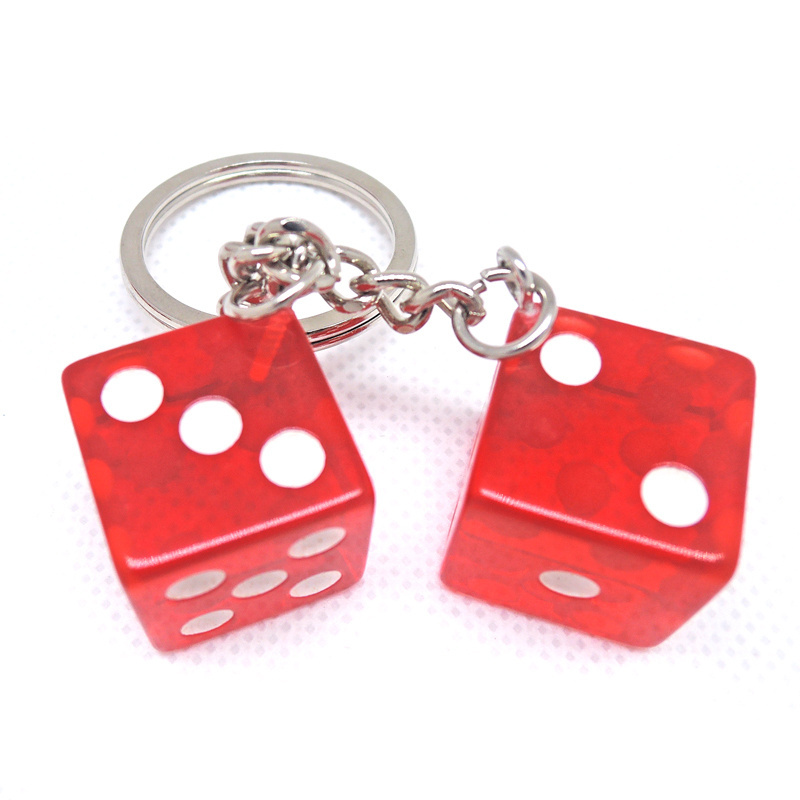 OEM Creative Key Holder twice Dice Keychain custom Novelty Key Ring for Handbag Bag Backpack Purse Charm