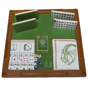 Hot sale 2 cm mini Chinese Mahjong plus 4 game in 1 box set with mah-jongg folding table set for Leisure and Entertainment