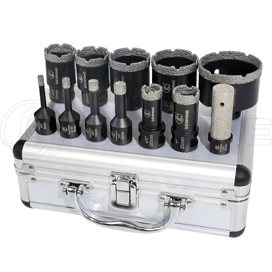 11PCS/Set 6mm-65mm Dry/Wet Vacuum Brazed Diamond Drill Bit+ finger Bit Diamond Hole Saw Porcelain Hole Cutter