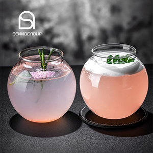 Novelty spherical glass juice cup 400ml cute wine glass crystal round ball Cocktail Glasses For Halloween party gift bar