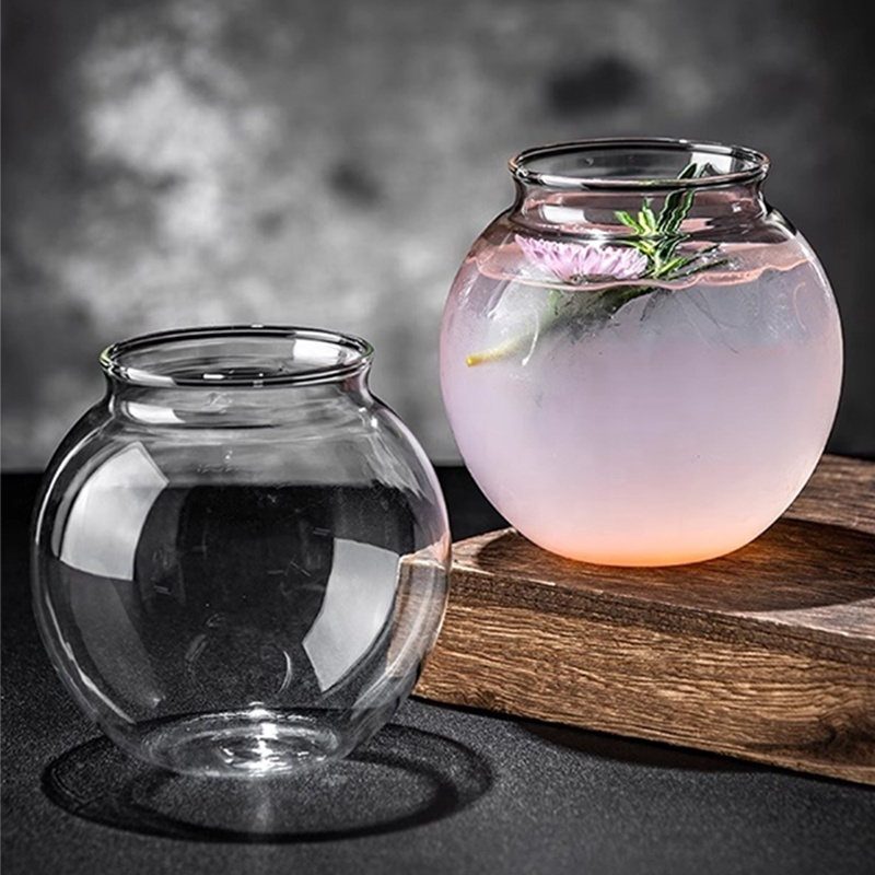 Novelty spherical glass juice cup 400ml cute wine glass crystal round ball Cocktail Glasses For Halloween party gift bar