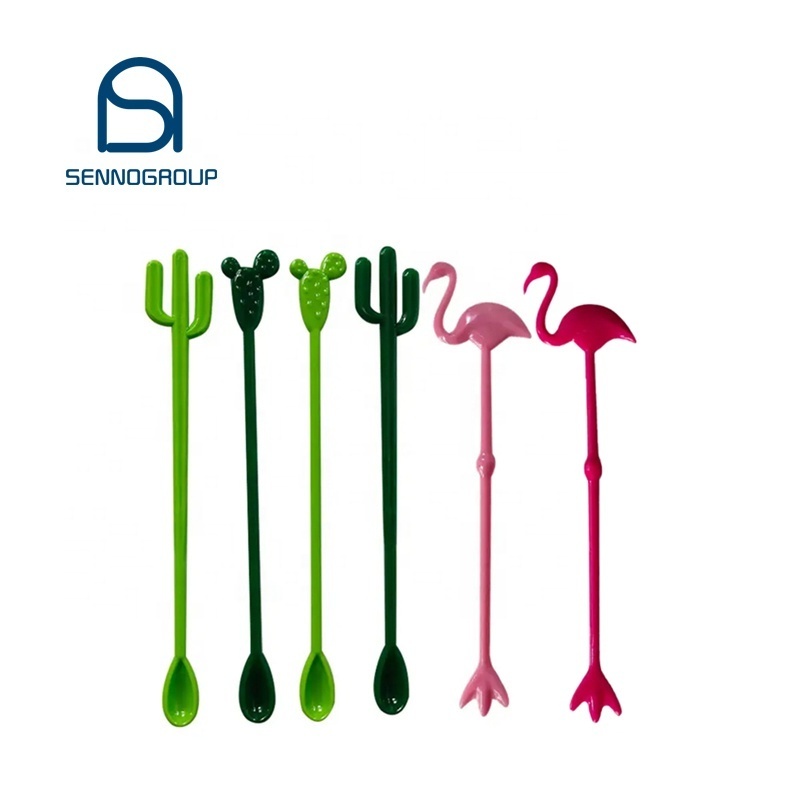 Custom Coffee Stirrer Sticks Plastic Coffee Cocktail Flamingo Drink Stirrers Plastic Swizzle Sticks